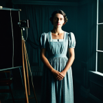 Home 10 **
"A woman in a vintage dress, standing in a darkroom, developing film, fully clothed, appropriate attire, safe for work, perfect anatomy, natural proportions, analog photography, cinematic lighting, professional, modest, family-friendly."
**